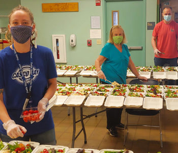 Meals being prepared at the Central Kitchen